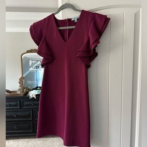 A-line ruffle shoulder dress